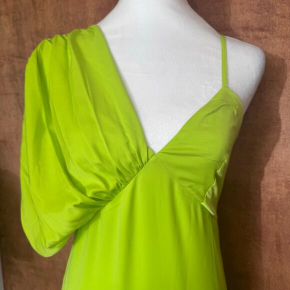 The Drop silky lime green Asymmetric Hem Dress XS slip dress semi formal dance - Picture 3 of 16